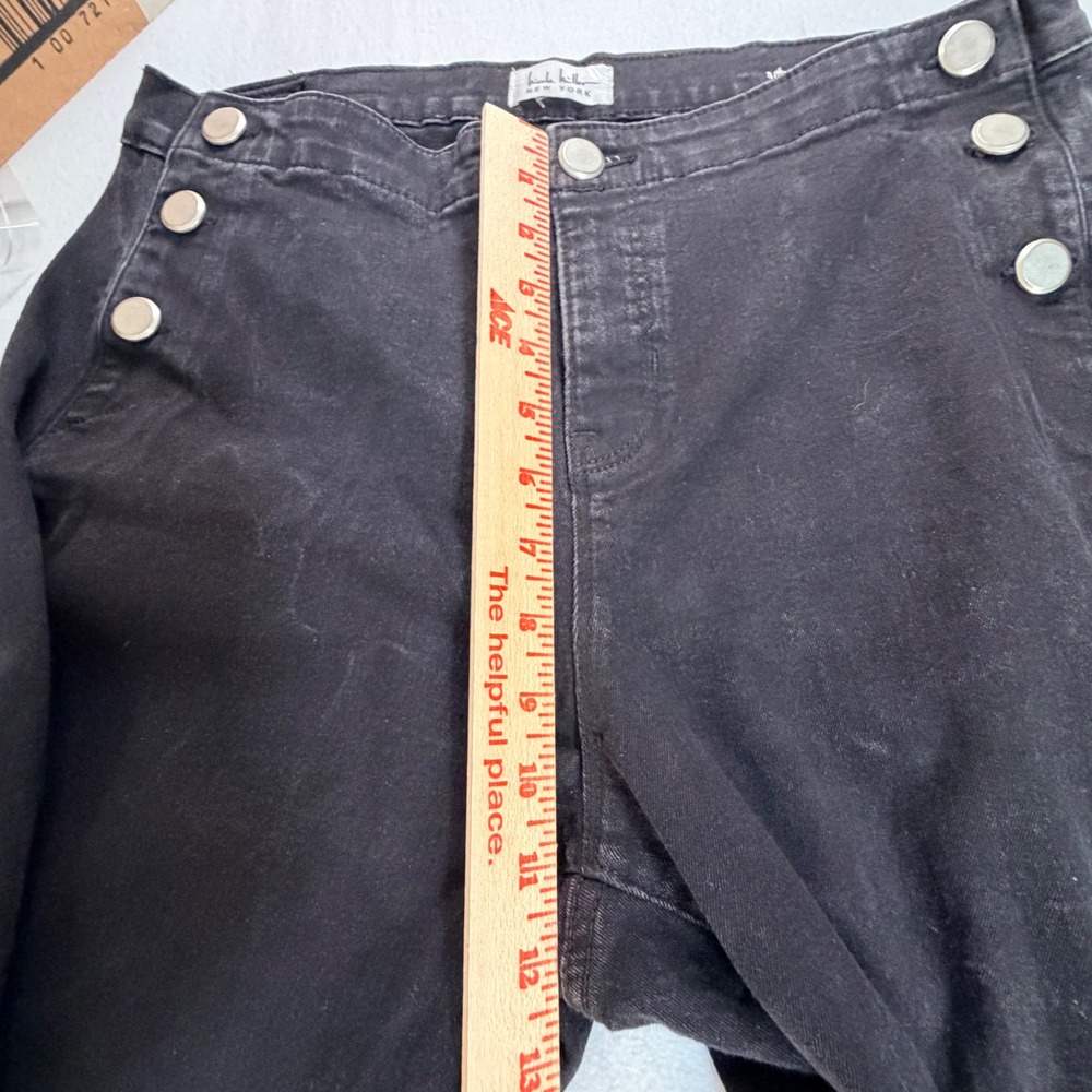 Nicole Miller Womens Nomad Jeans 12 Black Super High Rise Wide Leg Sailor Button - Picture 7 of 10